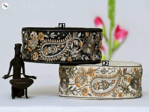 9 Yard Indian Embroidered Embellishment Fabric 5 CM Trim Saree Ribbon Sewing Crafting Embroidery Border Wedding Dress Trimmings Covers