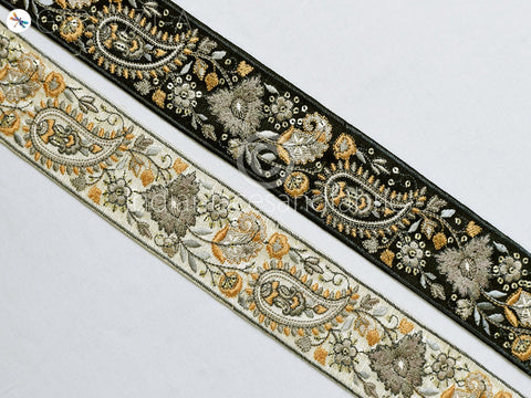 9 Yard Indian Embroidered Embellishment Fabric 5 CM Trim Saree Ribbon Sewing Crafting Embroidery Border Wedding Dress Trimmings Covers