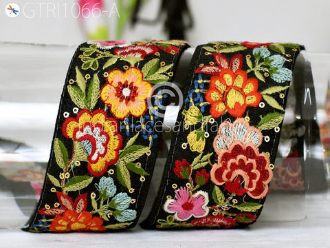 9 Yard Indian Embroidered Fabric 5 CM Trim Embellishment Saree Ribbon Crafting Embroidery Border Wedding Dress Trimmings Cushion Covers