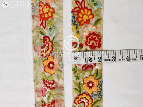 9 Yard Indian Embroidered Fabric 5 CM Trim Embellishment Saree Ribbon Crafting Embroidery Border Wedding Dress Trimmings Cushion Covers