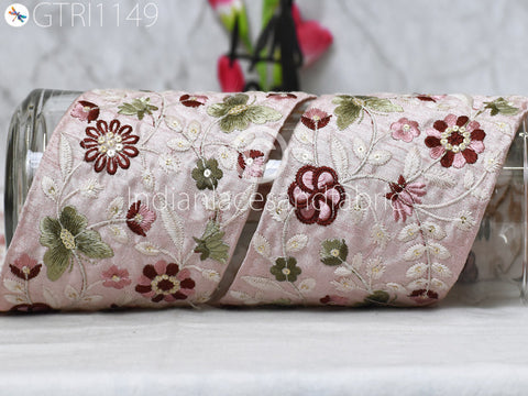 9 Yard Blue Indian 10cm Embellishment Embroidered Trim Cushion Covers Embroidery Saree Ribbon Sewing Crafting Border Wedding Trim Curtain