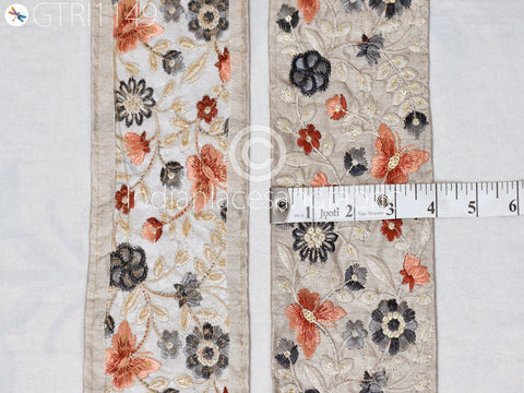 9 Yard Blue Indian 10cm Embellishment Embroidered Trim Cushion Covers Embroidery Saree Ribbon Sewing Crafting Border Wedding Trim Curtain