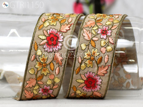 9 Yard Embroidery Fabric 5cm Trim Cushion Cover Embellishment Embroidered Saree Ribbon Sewing Crafting Border Indian Wedding Dress Gown Tape