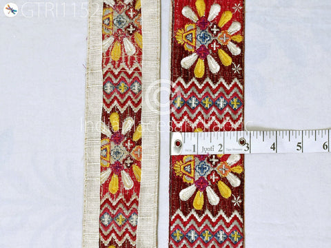 9 Yard Embroidered 7cm Ribbon Fabric Trim Indian Sari Border Saree Trimming Sewing Cushions Embroidery Crafting Laces Home Decor Costumes