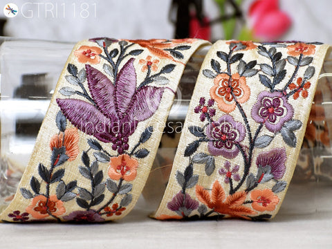 9 Yard Indian 6cm Embroidered Ribbon Bird Fabric Trim Decor Sari Border Trimming Sewing Dress Cushions Embroidery Crafting Laces Home Decor