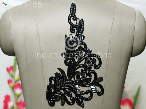 Indian Black Beaded Appliques Patch Sewing Accessories Dresses Applique DIY Craftings Handcrafted Appliques Scrapbooking Appliques