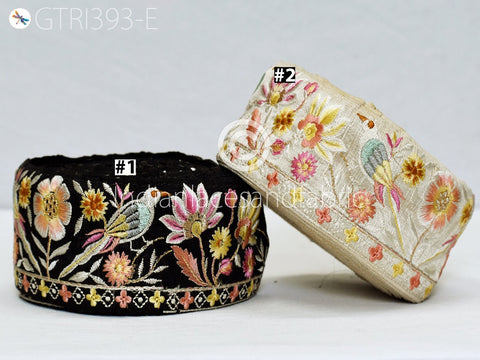 9 Yard Indian 7CM Embroidered Ribbon Bird Fabric Trim Sari Border Saree Trimming Sewing Dress Cushions Embroidery Crafting Laces Home Decor