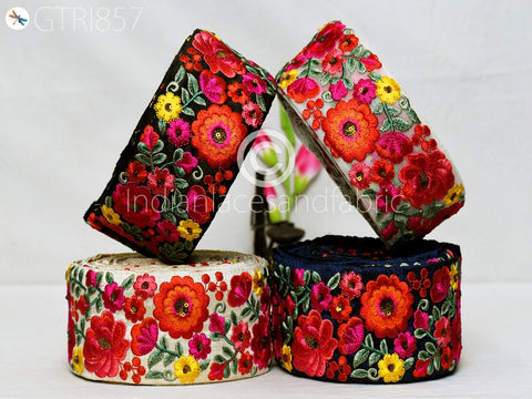 9 Yard Floral 75MM Embroidered Fabric Trim Saree Border DIY Crafting Sewing Ribbon Beach Bags Home Decor Embellishment Decor Tapes Drapery