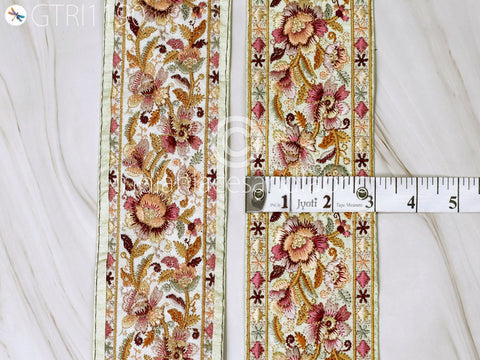 9 Yard Embroidered 75MM Fabric Trim Decorative Embroidery Saree Ribbon Embellishments DIY Crafting Sewing Indian Sari Border Home Decor Bags