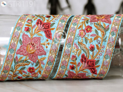 3 Yard Embroidered 75mm Fabric Trim Decorative Embroidery Saree Ribbon Embellishments DIY Crafting Sewing Indian Sari Border Home Decor Bags