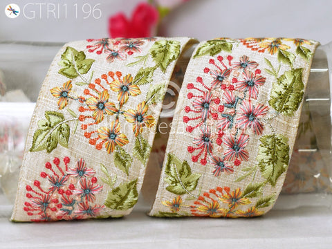 9 Yard Indian 6CM Embroidered Trim Drapery Embellishments Hats Bag Saree Trimming Decorative Ribbon Crafting Sewing Sari Borders Home Decor