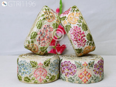 9 Yard Indian 6CM Embroidered Trim Drapery Embellishments Hats Bag Saree Trimming Decorative Ribbon Crafting Sewing Sari Borders Home Decor