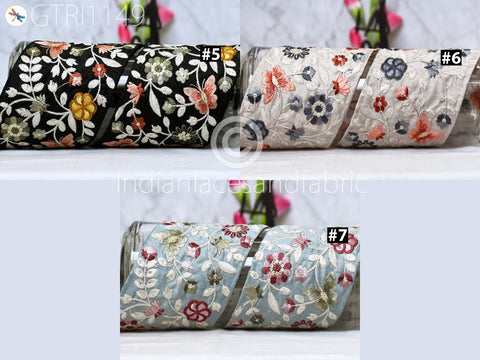 9 Yard Blue Indian 10cm Embellishment Embroidered Trim Cushion Covers Embroidery Saree Ribbon Sewing Crafting Border Wedding Trim Curtain