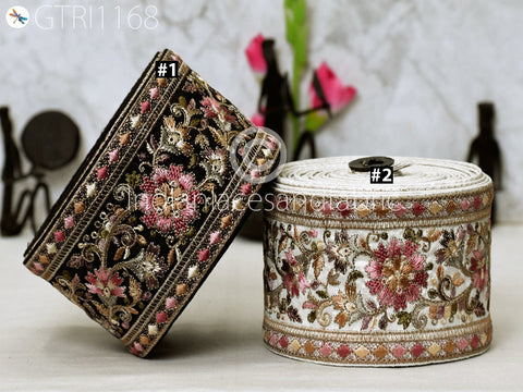 9 Yard Floral 8cm Embroidered Fabric Trim Decor Saree Border DIY Crafting Sewing Sari Ribbon Beach Bag Home Decor Embellishment Tape Drapery