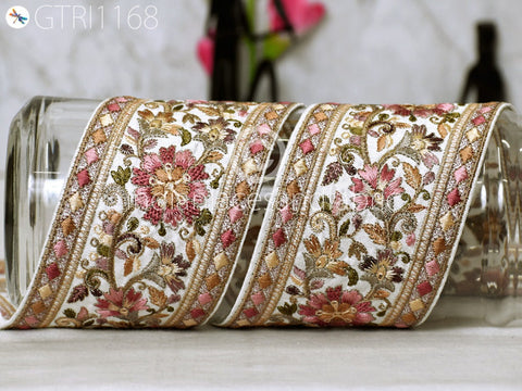 9 Yard Floral 8cm Embroidered Fabric Trim Decor Saree Border DIY Crafting Sewing Sari Ribbon Beach Bag Home Decor Embellishment Tape Drapery