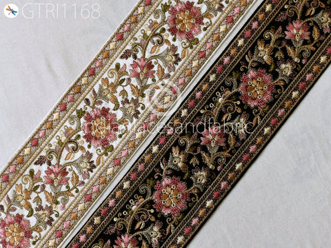 9 Yard Floral 8cm Embroidered Fabric Trim Decor Saree Border DIY Crafting Sewing Sari Ribbon Beach Bag Home Decor Embellishment Tape Drapery