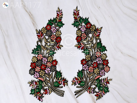 Embroridery Front Neckline Patches Beaded Applique Patches Handmade Embroidered Floral Applique Women Dress Sewing Applique