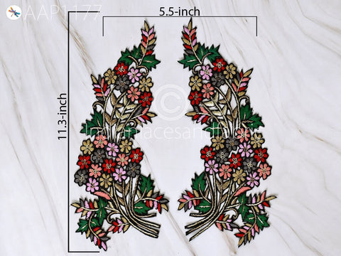 Decorative Beaded Patches, Embroridery Front Neckline Patches,Handmade Patches, Handcrafted Appliques, Scrap booking Appliques, Wholesale Appliques, 11.3 X  5.5 inches Appliques