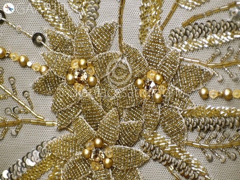Beaded Applique Patches Handmade Embroidered Floral Applique Women Dress Sewing Applique