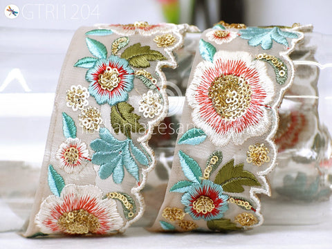 9 Yard Indian Scallop Edge Embroidery 5 Cm Trim Embroidered Saree Ribbon Cushions Cover Sewing Crafting Tape Curtains Headbands Sari Border