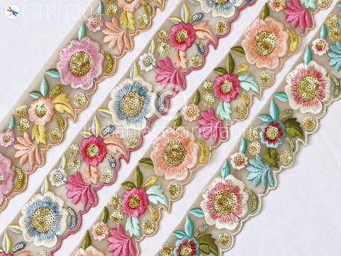 9 Yard Indian Scallop Edge Embroidery 5 Cm Trim Embroidered Saree Ribbon Cushions Cover Sewing Crafting Tape Curtains Headbands Sari Border