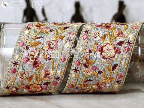 9 Yard Embroidered 75MM Fabric Trim Decorative Embroidery Saree Ribbon Embellishments DIY Crafting Sewing Indian Sari Border Home Decor Bags