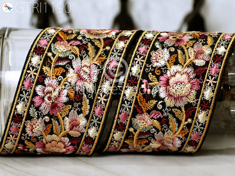 9 Yard Embroidered 75MM Fabric Trim Decorative Embroidery Saree Ribbon Embellishments DIY Crafting Sewing Indian Sari Border Home Decor Bags