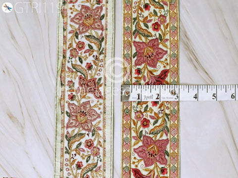 9 Yard Embroidered 75mm Fabric Trim Decorative Embroidery Saree Ribbon Embellishments DIY Crafting Sewing Indian Sari Border Home Decor Bags