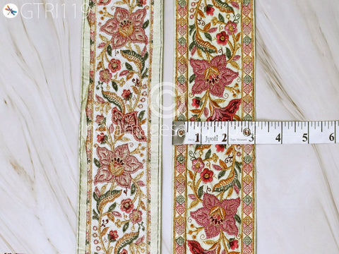 3 Yard Embroidered 75mm Fabric Trim Decorative Embroidery Saree Ribbon Embellishments DIY Crafting Sewing Indian Sari Border Home Decor Bags