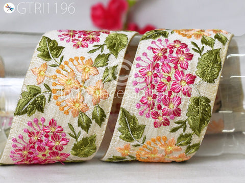 9 Yard Indian 6CM Embroidered Trim Drapery Embellishments Hats Bag Saree Trimming Decorative Ribbon Crafting Sewing Sari Borders Home Decor