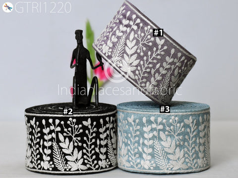 9 Yard Indian 75MM Embroidered Fabric Trim Embellishment Ribbon Cushions DIY Crafting Sari Border Wedding Saree Sewing Embroidery Dress Tape