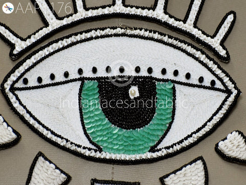 Sequine Patches Evil Eyes Handcrafted Patch Embroidered Sew on Denim Jackets Shirts Patches