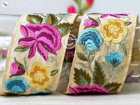 9 Yard Indian 6cm Embroidered Fabric Ribbon Trim Decor Embellish Cushion DIY Crafting Sewing Sari Border Wedding Saree Tape Embroidery Dress
