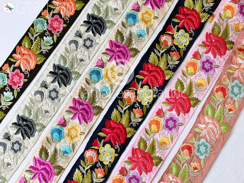 9 Yard Indian 6cm Embroidered Fabric Ribbon Trim Decor Embellish Cushion DIY Crafting Sewing Sari Border Wedding Saree Tape Embroidery Dress