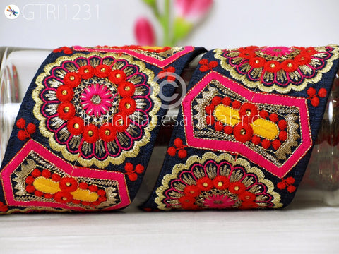 9 Yard Indian 8cm Embroidered Trim Drapery Hats Bag Saree Trimming Decorative Ribbon Crafting Sewing Sari Borders Embellishments Home Decor