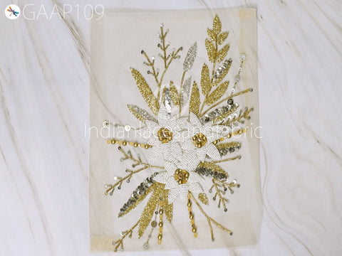 Floral Appliques, Sequins Appliques Zardozi Patches Applique Sequins Appliques Zardozi work and Zari Thread Applique