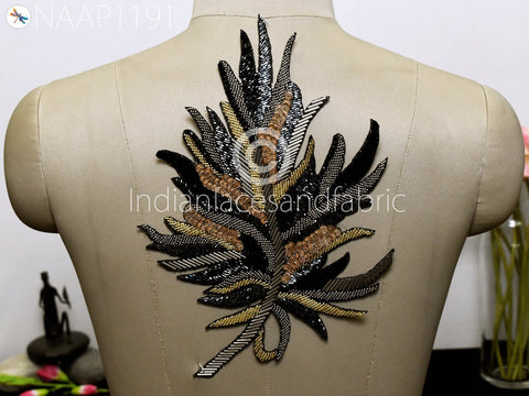 Decorative Beaded Applique Patches Handmade Embroidered Floral Appliques Women Dresses Sewing Indian DIY Crafting Supply Home Wall Decor