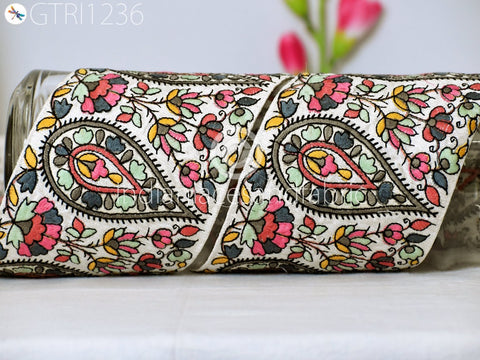 5 Yard Embroidered 10cm Fabric Trim DIY Crafting Sari Border Indian Embroidery Decorative Laces Saree Ribbon Sewing Lehenga Purse Home Decor