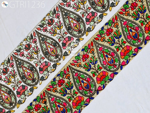 5 Yard Embroidered 10cm Fabric Trim DIY Crafting Sari Border Indian Embroidery Decorative Laces Saree Ribbon Sewing Lehenga Purse Home Decor