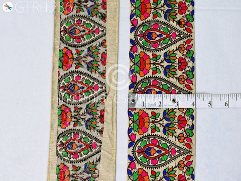5 Yard Embroidered 10cm Fabric Trim DIY Crafting Sari Border Indian Embroidery Decorative Laces Saree Ribbon Sewing Lehenga Purse Home Decor