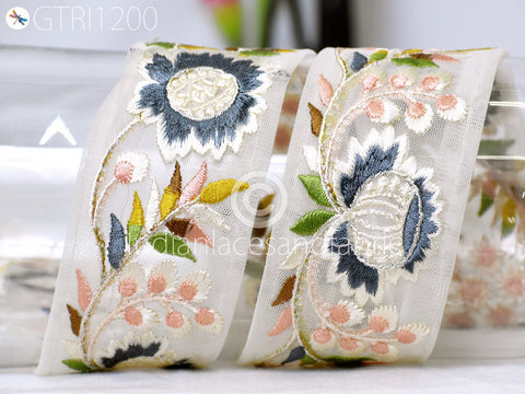9 Yard Indian 5cm Sari Embroidery Trim Embroidered Saree Ribbon Cushions Sewing Crafting Embellishments Trimmings Border Curtain Home Décor