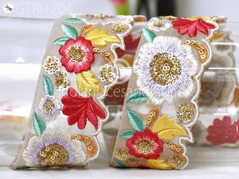 9 Yard Indian Scallop Edge Embroidery 5 Cm Trim Embroidered Saree Ribbon Cushions Cover Sewing Crafting Tape Curtains Headbands Sari Border