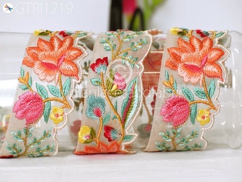 9 Yard Indian Scallop Edge Embroidery 5 CM Trim Embroidered Saree Ribbon Cushions Cover Sewing Crafting Tape Curtains Headbands Sari Border