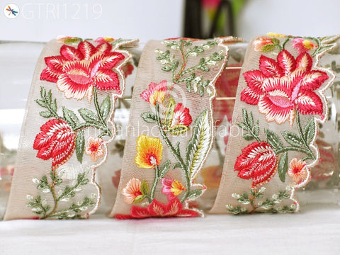 9 Yard Indian Scallop Edge Embroidery 5 CM Trim Embroidered Saree Ribbon Cushions Cover Sewing Crafting Tape Curtains Headbands Sari Border