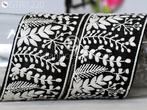 9 Yard Indian 75MM Embroidered Fabric Trim Embellishment Ribbon Cushions DIY Crafting Sari Border Wedding Saree Sewing Embroidery Dress Tape