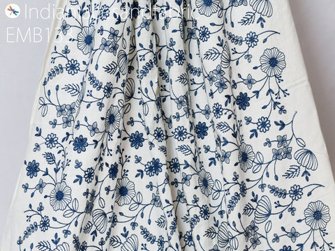 Floral Embroidery Fabric, Floral Saree Fabric, Floral Dresses, Thread Work Fabric, Artesanal Dresses, Dress Material, Embroidery By The Yard Fabric