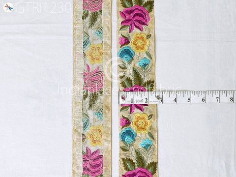 9 Yard Indian 6cm Embroidered Fabric Ribbon Trim Decor Embellish Cushion DIY Crafting Sewing Sari Border Wedding Saree Tape Embroidery Dress