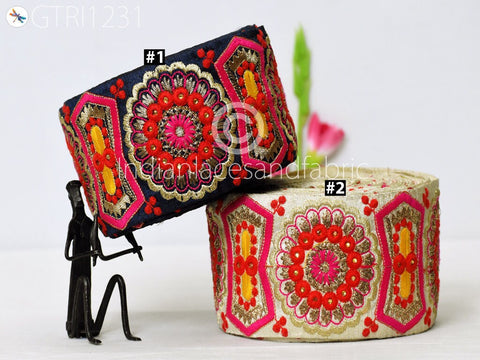 9 Yard Indian 8cm Embroidered Trim Drapery Hats Bag Saree Trimming Decorative Ribbon Crafting Sewing Sari Borders Embellishments Home Decor