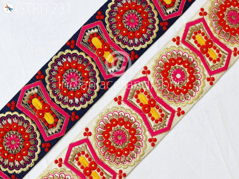 9 Yard Indian 8cm Embroidered Trim Drapery Hats Bag Saree Trimming Decorative Ribbon Crafting Sewing Sari Borders Embellishments Home Decor
