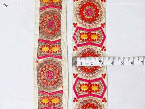 9 Yard Indian 8cm Embroidered Trim Drapery Hats Bag Saree Trimming Decorative Ribbon Crafting Sewing Sari Borders Embellishments Home Decor
